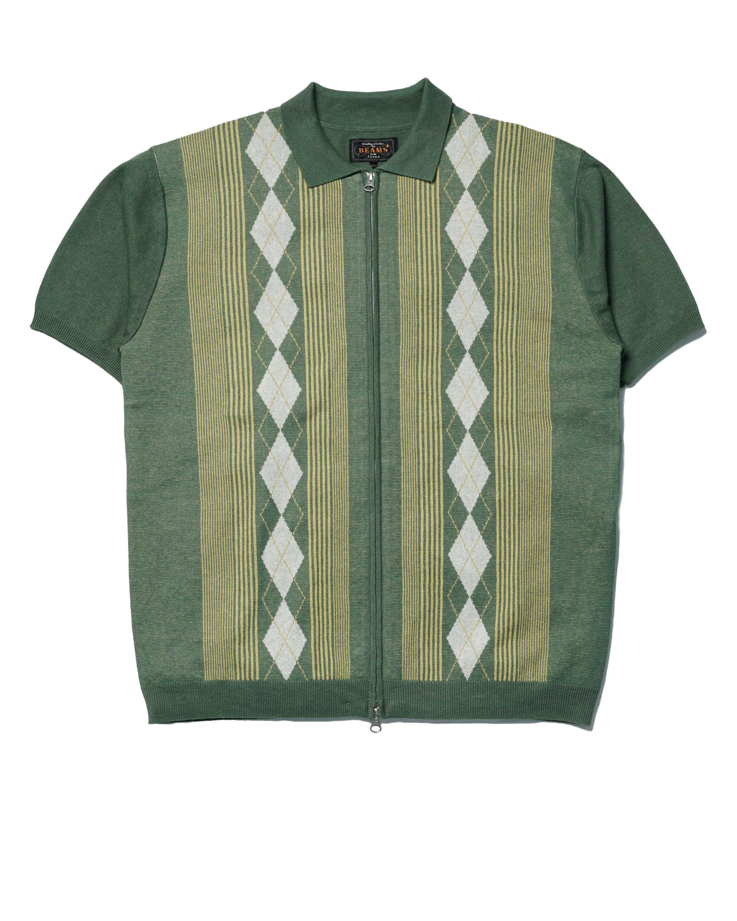 Beams+ Zip Knit Polo Stripe | 3802000315665 | AFEW STORE